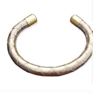 RUSTIC CUFF METALLIC BROWN SNAKESKIN DESIGN CUFF BRACELET